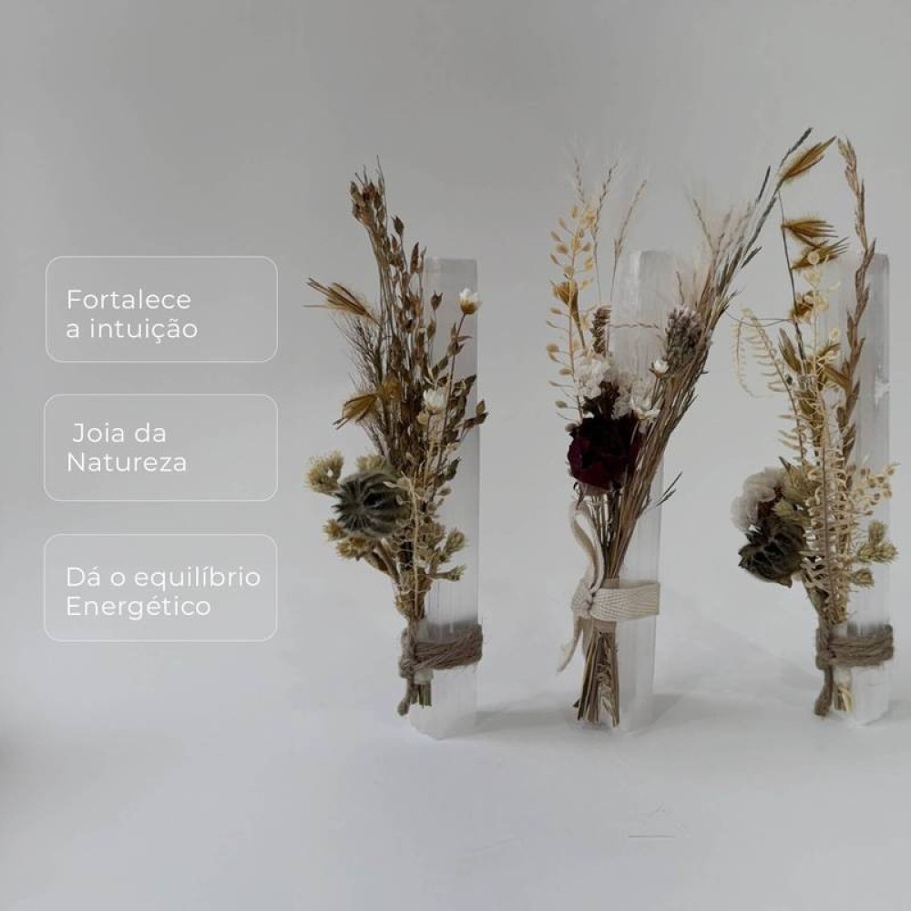 Cristal Energizante com Folhas Secas